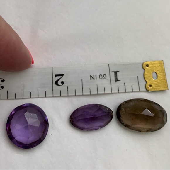 FIVE VTG 4 Gem Stones (Amethyst & Brown Topaz) Plus one Agate gem Horn (5 total) - Picture 8 of 15